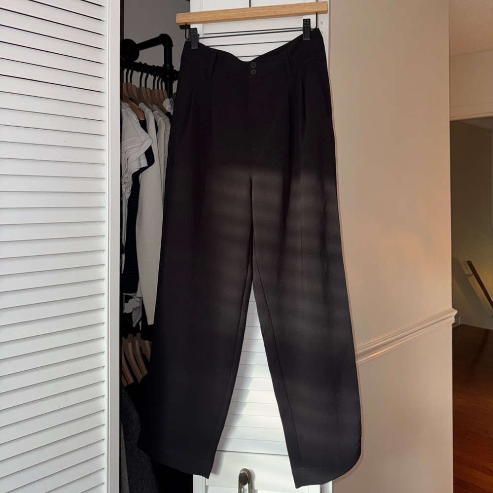 Madewell ‘Drapey Pleated Taper Wide-Leg Pants’ in Black